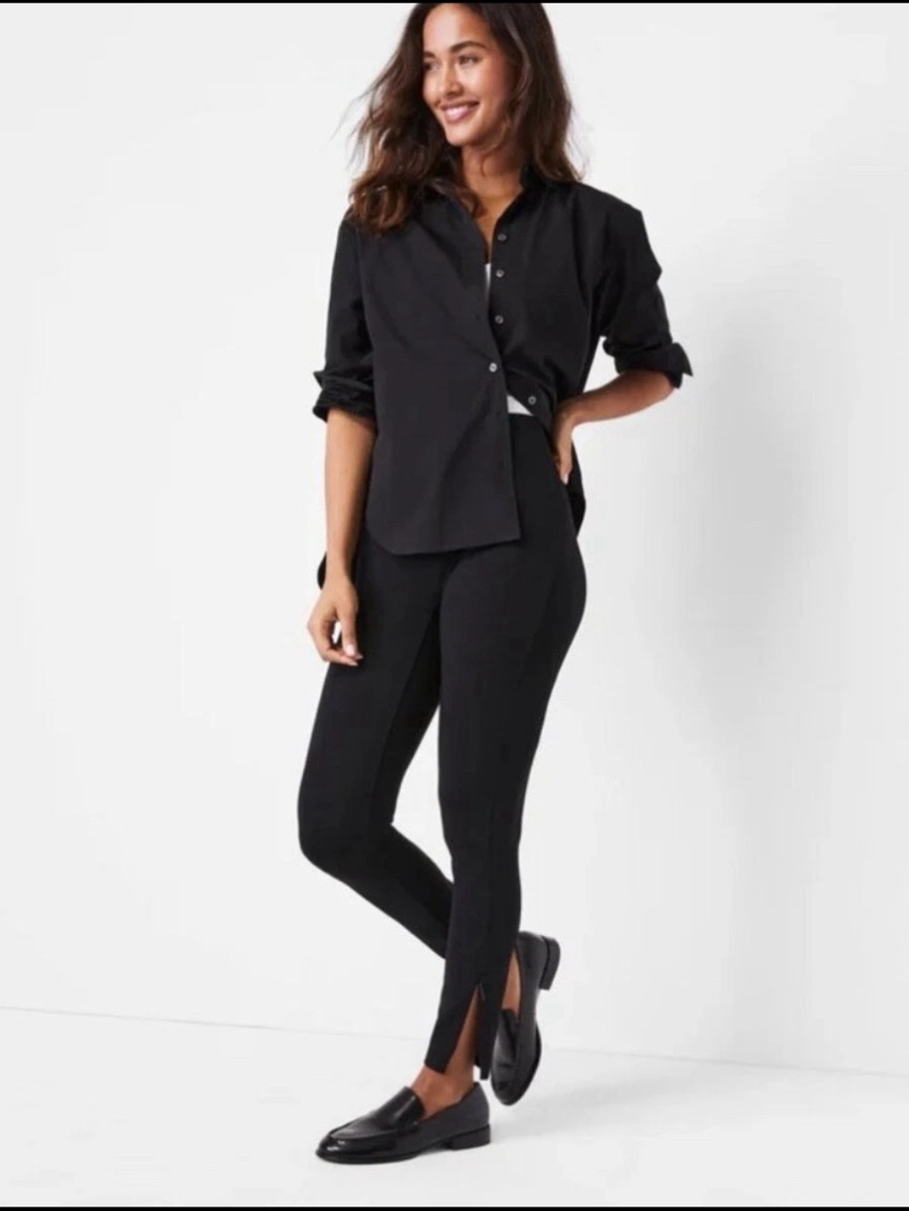 SPANX Womens Ponte Zip Leggings Pants Size SP Small Petite NWT NEW Black #